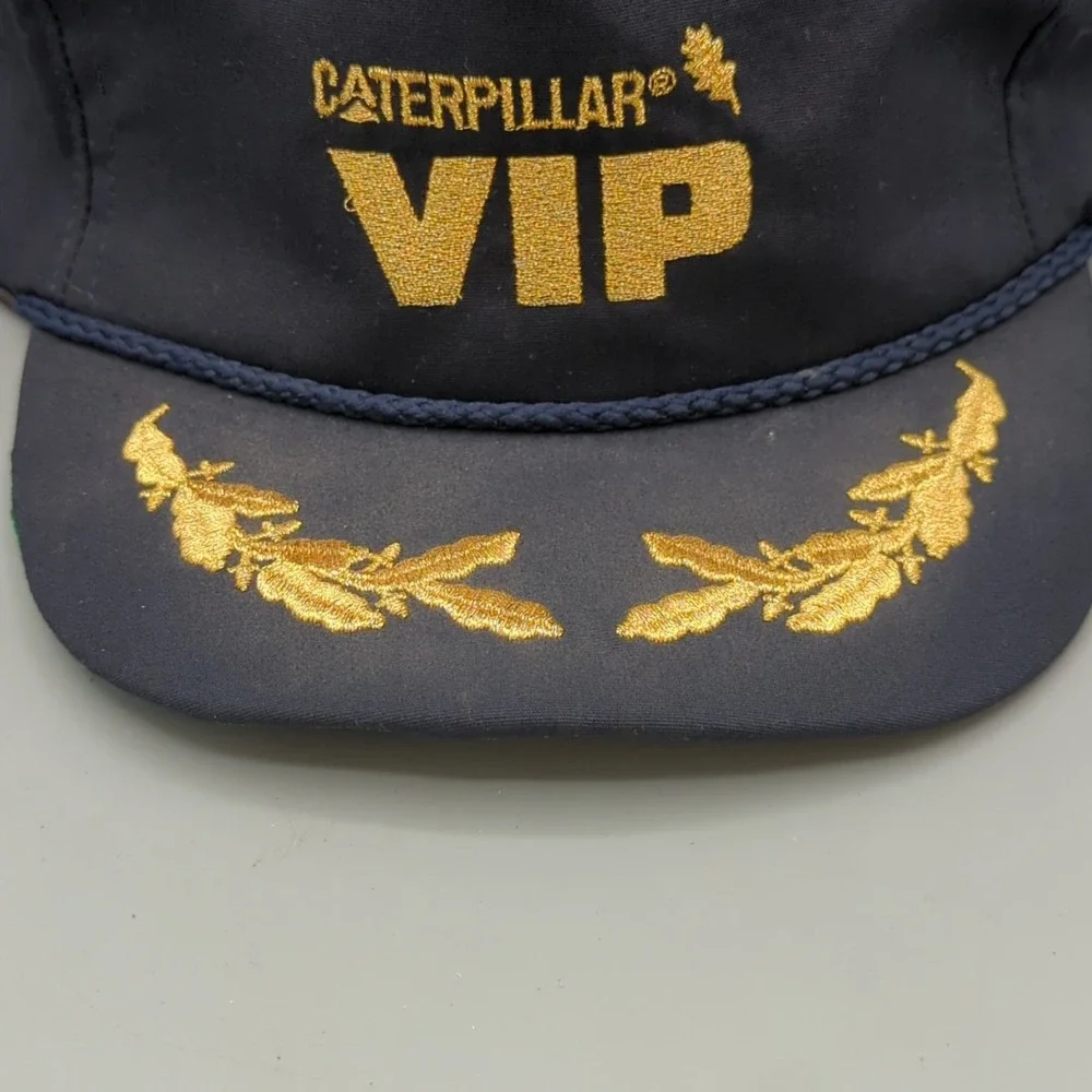CAT Caterpillar VIP Hat Rope Embroidered Cap Adjustable Strapback OSFM Navy USA